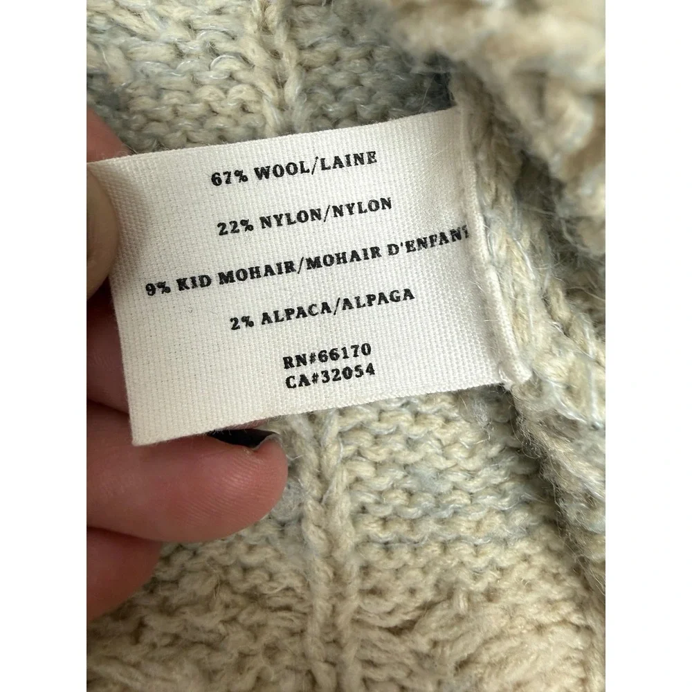 Sparrow L Sweater Blue Ombre Wool Mohair Alpaca Cable Knit Anthropologie